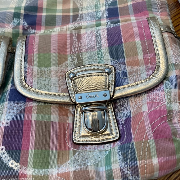 Coach Satchel Shoulder Handbag in Poppy Madras Print, Pre-Owned, 13”X 9” - Picture 7 of 12